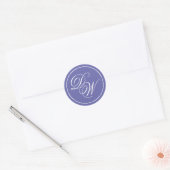 Sticker Rond Monogramme Violet Violet 2 Initiales Calligraphie (Enveloppe)