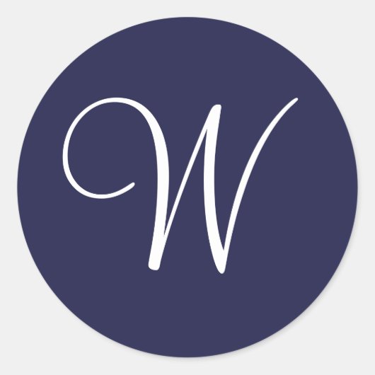 Sticker Rond Monogramme W, blanc sur bleu marine, (Devant)