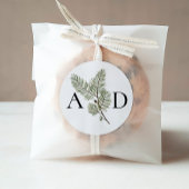 Sticker Rond Monogramme Whimsical Green et Mariage de pin d'or