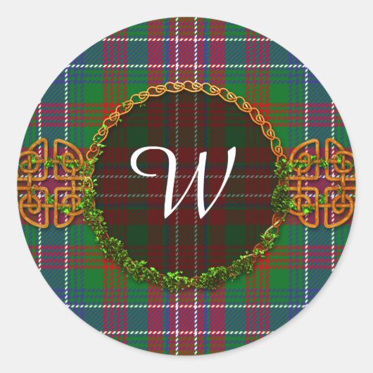 Sticker Rond Monogramme Wilson Tartan (Devant)