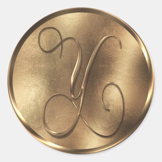 Sticker Rond Monogramme Y Faire-part de mariage de bronze (Devant)