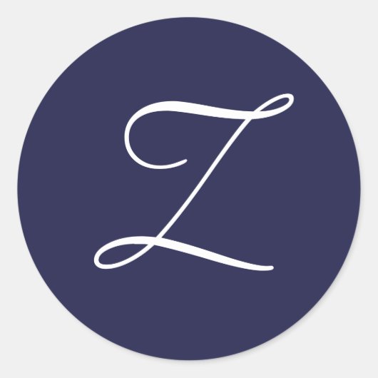 Sticker Rond Monogramme Z, blanc sur bleu marine, (Devant)