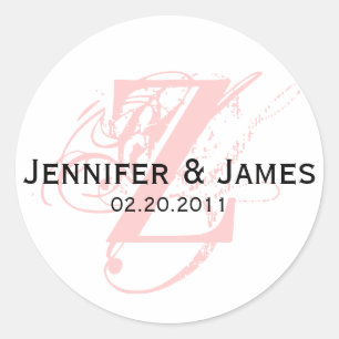 Sticker Rond Monogramme Z Enregistrer l'autocollant Mariage de