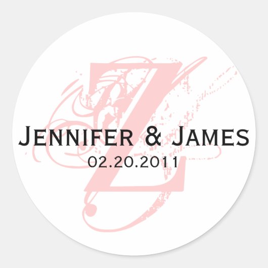 Sticker Rond Monogramme Z Enregistrer l'autocollant Mariage de (Devant)