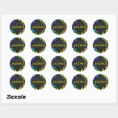 Sticker Rond Monogramme Zebra noir et arc-en-ciel (Feuille)