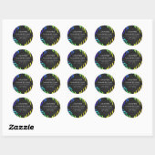 Sticker Rond Monogramme Zebra noir et arc-en-ciel (Feuille)