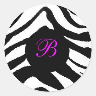 Sticker Rond monogramme zèbre, B