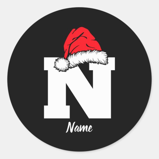 Sticker Rond Monogrammed Family Christmas With Name (Devant)