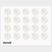 Sticker Rond Monogrammes de calligraphie en faux or sur fond de (Feuille)