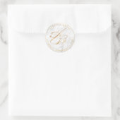 Sticker Rond Monogrammes de calligraphie en faux or sur fond de (Sac)
