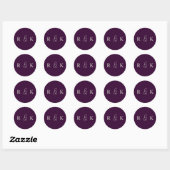 Sticker Rond Monogrammes de couples élégants (Feuille)