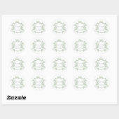 Sticker Rond Monogrammes de poitrine fleurie classique (Feuille)