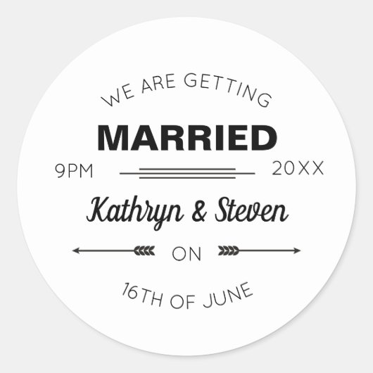 Sticker Rond Monogrammes mariages. Comment Se Marier Typographi (Devant)