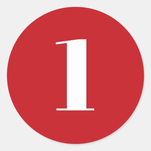 Sticker Rond Monographie d'âge de numéro blanc rouge moderne (Devant)
