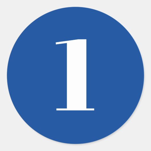 Sticker Rond Monographie d'âge de numéro bleu bleu moderne (Devant)