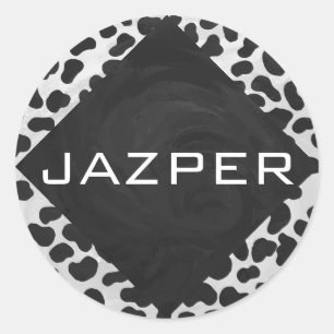 Sticker Rond Monographie dalmate noir et blanc