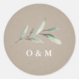 Sticker Rond Monographie de Kraft Simple rustique