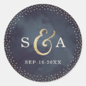 Sticker Rond Monographie de la nuit de glam moderne en faux or  (Devant)