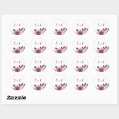 Sticker Rond Monographie de mariage de automne floral rustique  (Feuille)