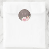 Sticker Rond Monographie de mariage de dentelle fleurie rustiqu (Sac)