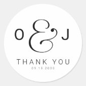 Sticker Rond Monographie de typographie moderne mariage merci (Devant)