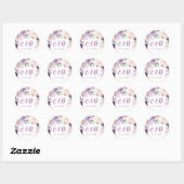 Sticker Rond Monographie du Mariage floral violet botanique en (Feuille)