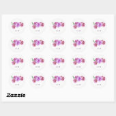 Sticker Rond Monographie mariage de violet prune blush peoney (Feuille)