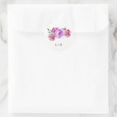 Sticker Rond Monographie mariage de violet prune blush peoney (Sac)