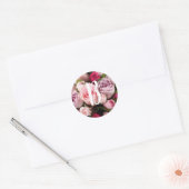 Sticker Rond Monographie rose classique Mariage (Enveloppe)