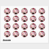 Sticker Rond Monographie rose classique Mariage (Feuille)