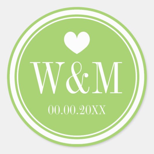 Sticker Rond Monostics de mariage ou sceaux vert chic citron (Devant)