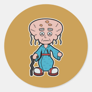 Sticker Rond Monster âgé Yokai Nurarihyon