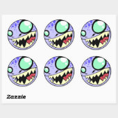 Sticker Rond Monster bleu (Feuille)