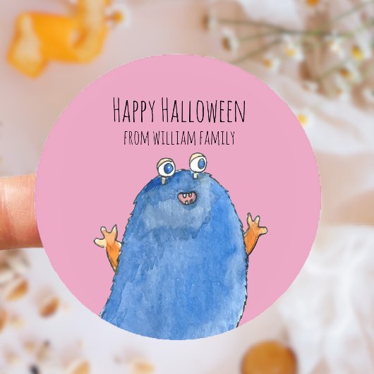 Sticker Rond Monster Candy Happy Halloween
