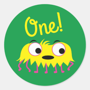 Sticker Rond Monster Cute Funny 1er anniversaire Thème de fête