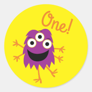Sticker Rond Monster Cute Funny Anniversaire de enfant Party Th