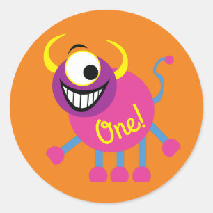 Sticker Rond Monster Cute Funny Anniversaire de enfant Party Th