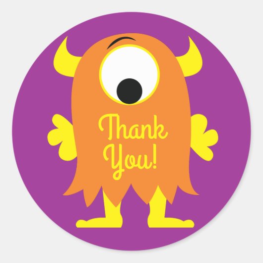 Sticker Rond Monster Cute Funny Anniversaire de enfant Party Th (Devant)