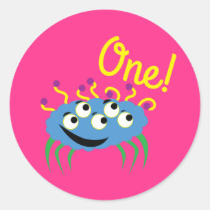 Sticker Rond Monster Cute Funny Anniversaire de enfant Party Th