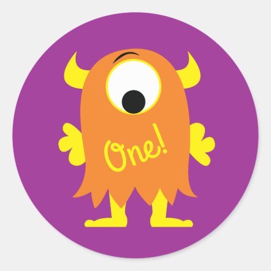 Sticker Rond Monster Cute Funny Anniversaire de enfant Party Th (Devant)
