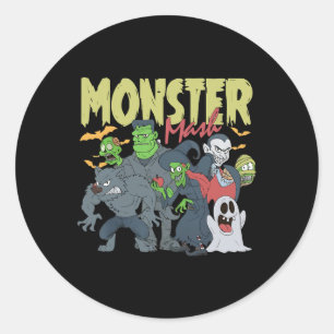 Sticker Rond Monster Mash Funny Halloween Saison Éffrayante Tri