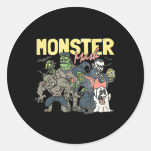 Sticker Rond Monster Mash Happy Halloween Saison Éffrayante Tri
