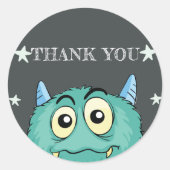 Sticker Rond Monster Thème Anniversaire Fête Merci (Devant)