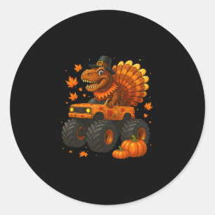 Sticker Rond Monster Truck Trex Dinosaure Dinde Chute Action de