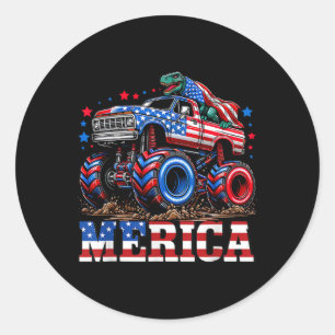 Sticker Rond Monster Truck Usa Drapeau Patriotique Toddlers Gar