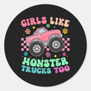Sticker Rond Monster Trucks Filles Comme Monster Trucks Aussi