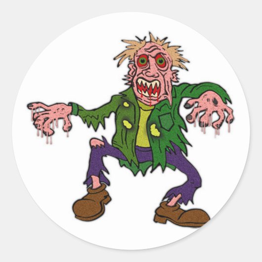 Sticker Rond Monster vert Zombie Halloween (Devant)