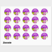 Sticker Rond Monster Whimsical Mash Happy Halloween violet (Feuille)