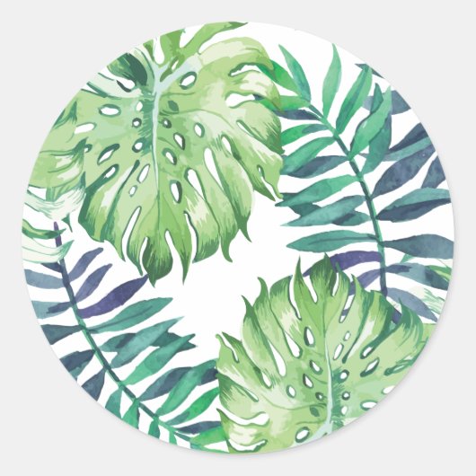 Sticker Rond Monstera Deliciosa Hawaiian Island Tropiques Feuil (Devant)