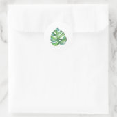 Sticker Rond Monstera feuille autocollant, aquarelle tropicale (Sac)